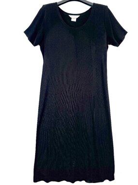 EXCLUSIVELY MISOOK Lagenlook Office Shoulder Pads Shift Maxi Dress M Black